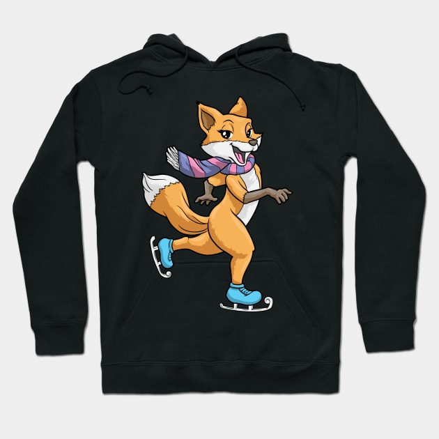 Fox at ice skating with ice skates Hoodie by Markus Schnabel